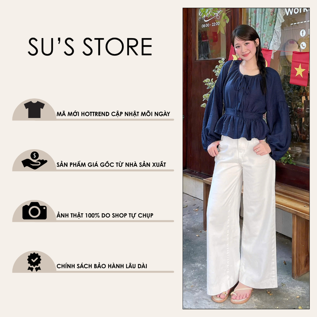 Áo Sơ Mi Cổ Nơ Tay Bồng Thân Bo Eo Chun Lưng Chất Đũi A3168 SHEES Thời Trang Nữ Có Bigsize | BigBuy360 - bigbuy360.vn