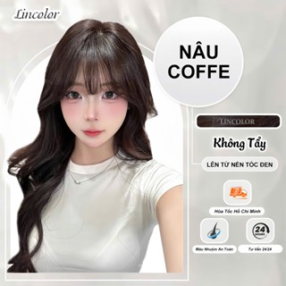  Thuốc nhuộm tóc thuốc nhuộm tóc màu NÂU COFFEE không tẩy LIN_COLOR tặng kèm oxy trợ nhuộm và bao tay,trùm đầu 