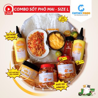 Bánh tráng phơi sương Catsky Food sốt phô mai tươi đồ ăn vặt tiện lợi - Combo Sốt Phô Mai Tươi sz L