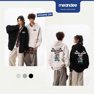  Áo khoác hoodie zip unisex Meandee khoác nỉ nam nữ nỉ 2 da chống nắng lông nhung dày mũ to túi trong form rộng Scooter 