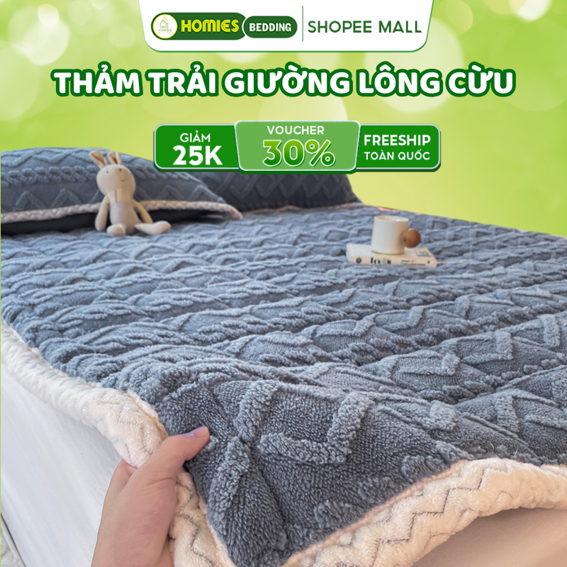   SALE  Thảm trải giường lông cừu HOMIES Bedding & Décor 10 Màu Xu Hướng 2025 nỉ nhung đa năng 3 lớp - Đủ Kích Thước 