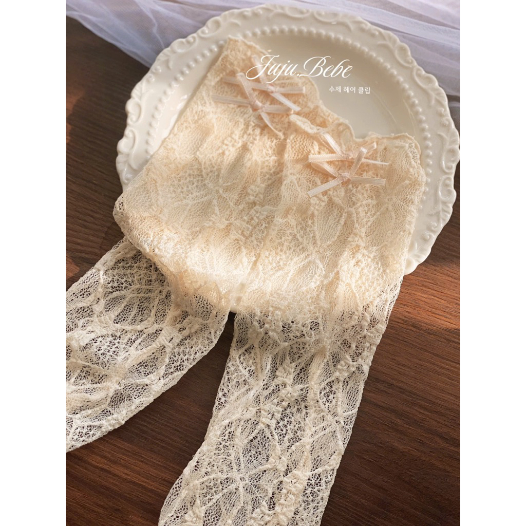 [Freesize 0-3y] Tất Ren Hàn Mềm Mại Cho Bé Yêu - Tất Ren Màu Kem Đính Nơ Cho Bé Yêu - Tất Lolita Cho