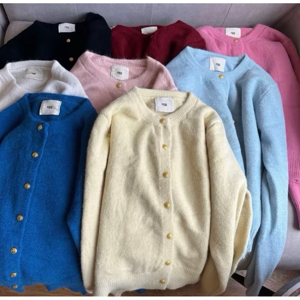 Áo khoác nữ cardigan EGG cúc đồng chất mềm mịn