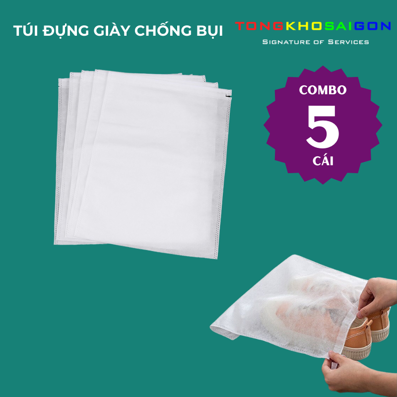 Set 5 Túi Đựng Giày Dép Có Dây Rút, Vải Không Dệt, Gọn Gàng, Sạch Sẽ, Ko Bụi #TKSG............