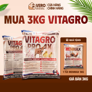 (COMBO MUA 3 TẶNG 1) Vitamin tăng trưởng VERO VITAGRO cho gia súc gia cầm, PRO 4X bổ sung Acid Amin đậm đặc + CAO ATISO,