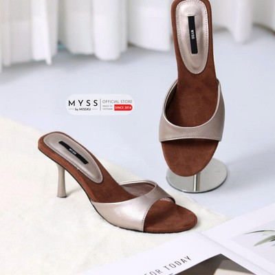 Giày guốc nữ quai ngang mũi tròn 9cm cao cấp MYSS - SU247