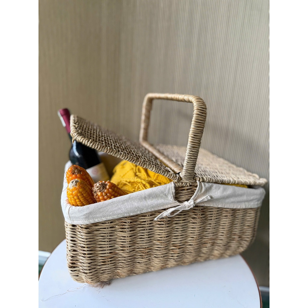 Khay lục bình có nắp  đựng đồ đa năng 3 size, picnic