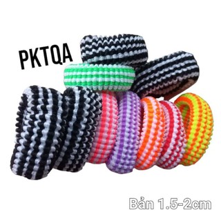 Túi 10 Dây cột tóc sọc màu mã SN có 2 phân loại (bản 1.5cm)
