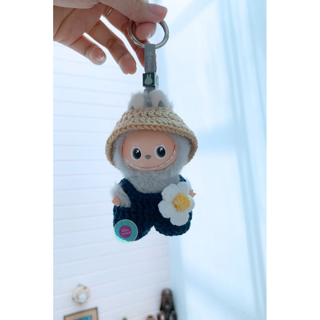 [Chỉ có quần áo, không gồm thú bông] Bộ quần áo len handmade cho Labubu V4 Pin for Love dễ thương - 