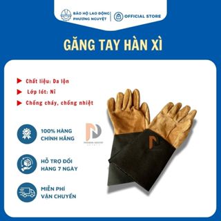  Găng tay hàn Bao tay hàn da bò chống cháy chịu nhiệt tia lửa văng bắn lớp lót chống hầm bí 