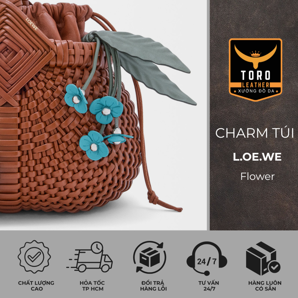 Charm L.OE.WE Flower cao cấp fullbox (Hàng có sẵn HCM) - Charm túi xách hot trend 2025