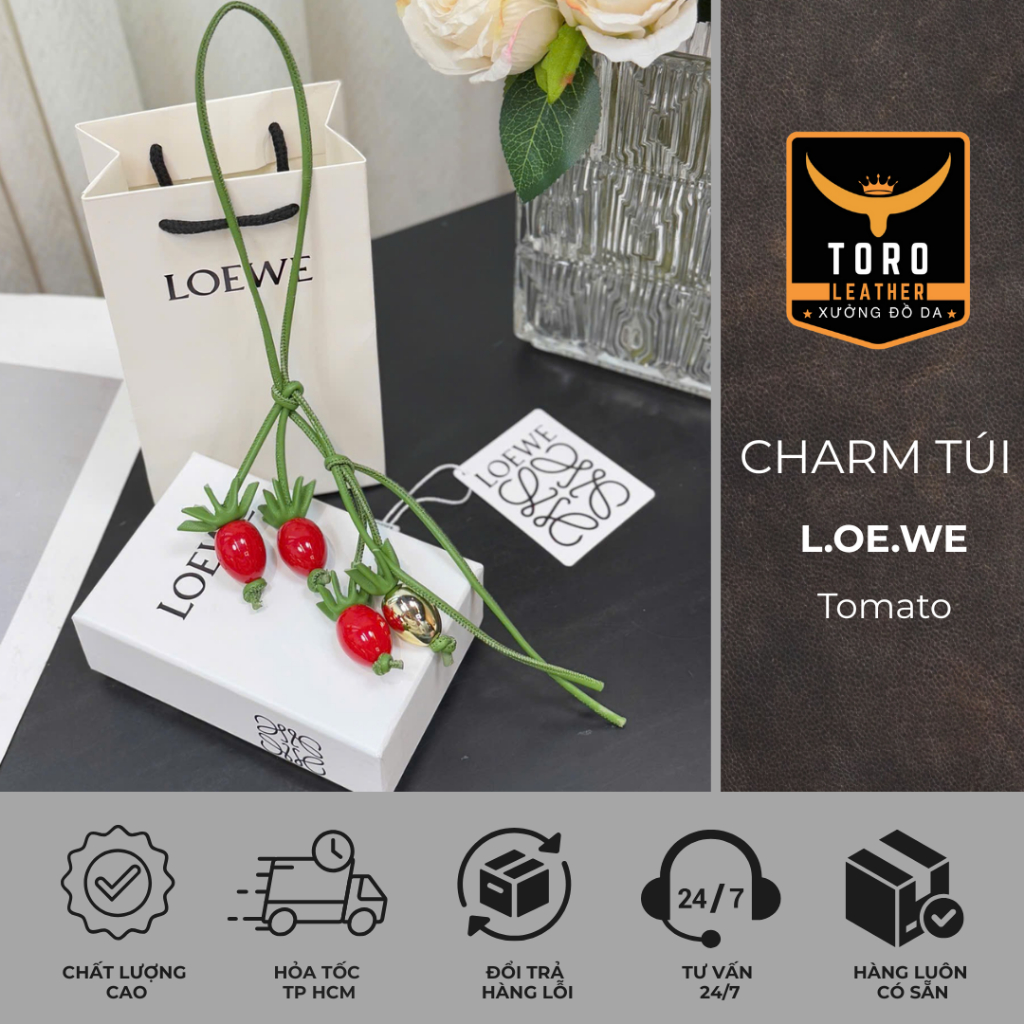 Charm L.OE.WE Tomato cao cấp fullbox (Hàng có sẵn HCM) - Charm túi xách hot trend 2025
