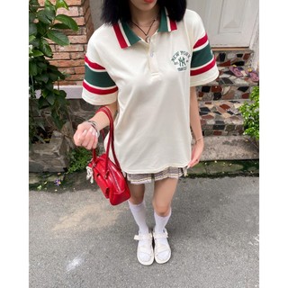 ( CHÍNH HÃNG) ÁO POLO NEW YORK YANKEES - KEM CỔ ĐỎ XANH LÁ-15452589/15488905