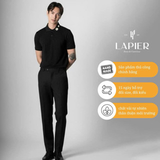 Quần Âu Nam Cao Cấp LAPIER Đen Trơn Co Giãn 4 Chiều