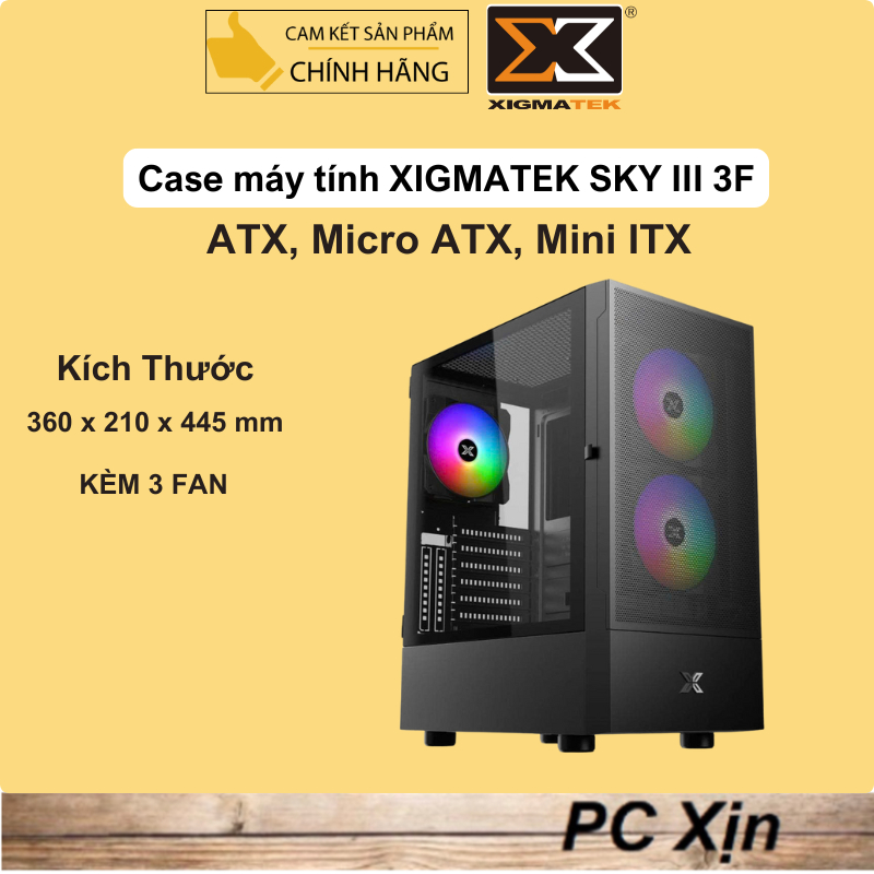 Vỏ case máy tính XIGMATEK SKY III 3F (ATX, Micro ATX, Mini ITX - Kèm 3 fan)