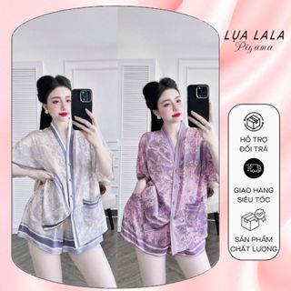  Đồ Ngủ Nữ Pijama  Cổ Chữ Y In 3D  Bigsize LUALALA Đồ Ngủ Sexy Lụa Latin Cao Cấp Mềm Mại Xinh Xắn < 70KG 