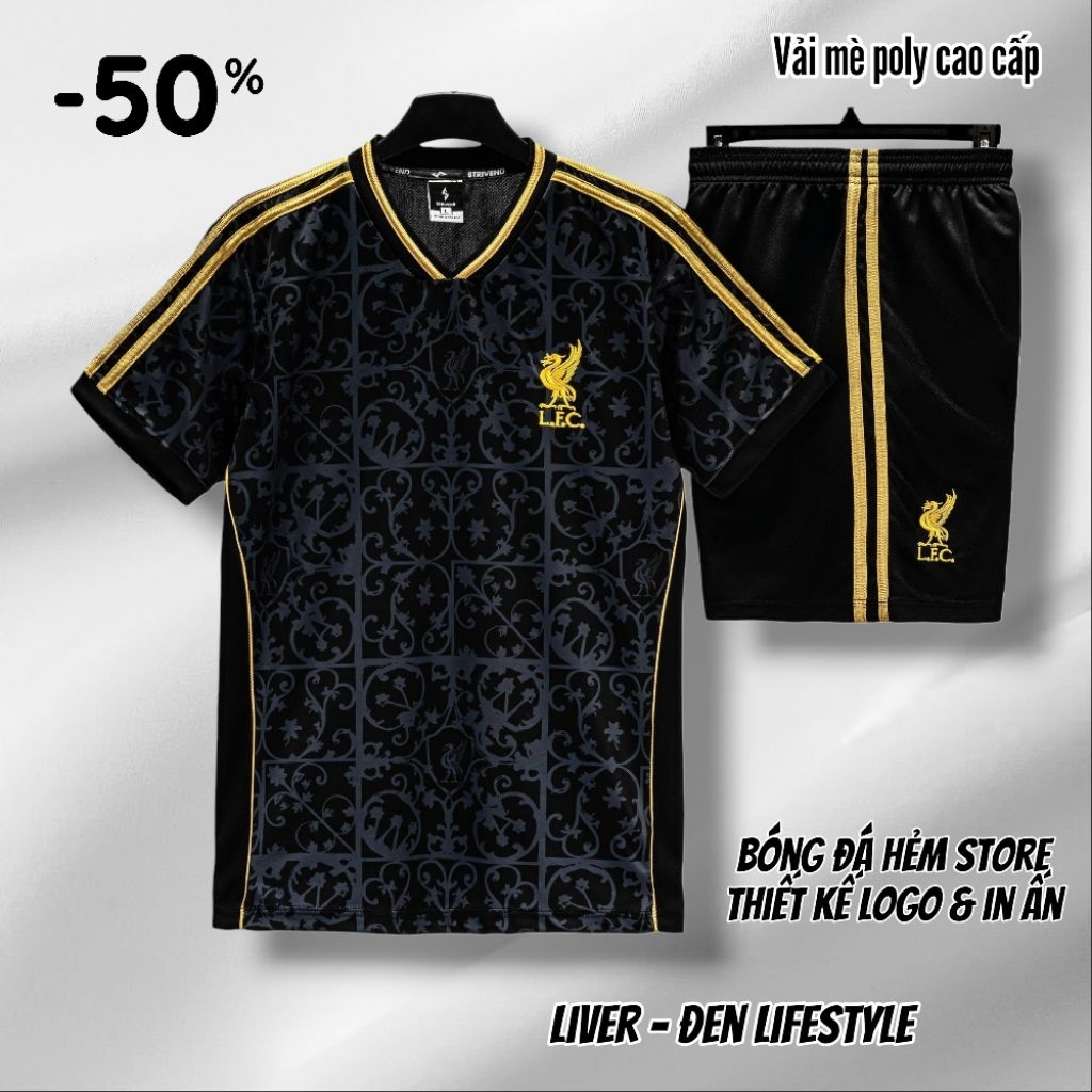 [SALE] BỘ QUẦN ÁO BÓNG ĐÁ LIVER ĐEN LIFESTYLE VẢI MÈ, ĐỒ ĐÁ BANH Liver Trang Phục Unisex