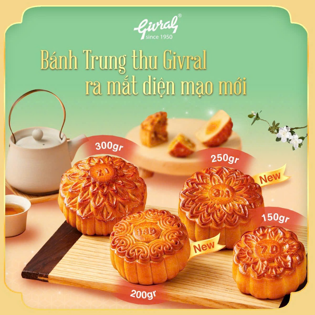 Bánh Lẻ Givral - Bánh Trung Thu Givral Tự Chọn (200gr) - Mua 4 Bánh Tặng Hộp