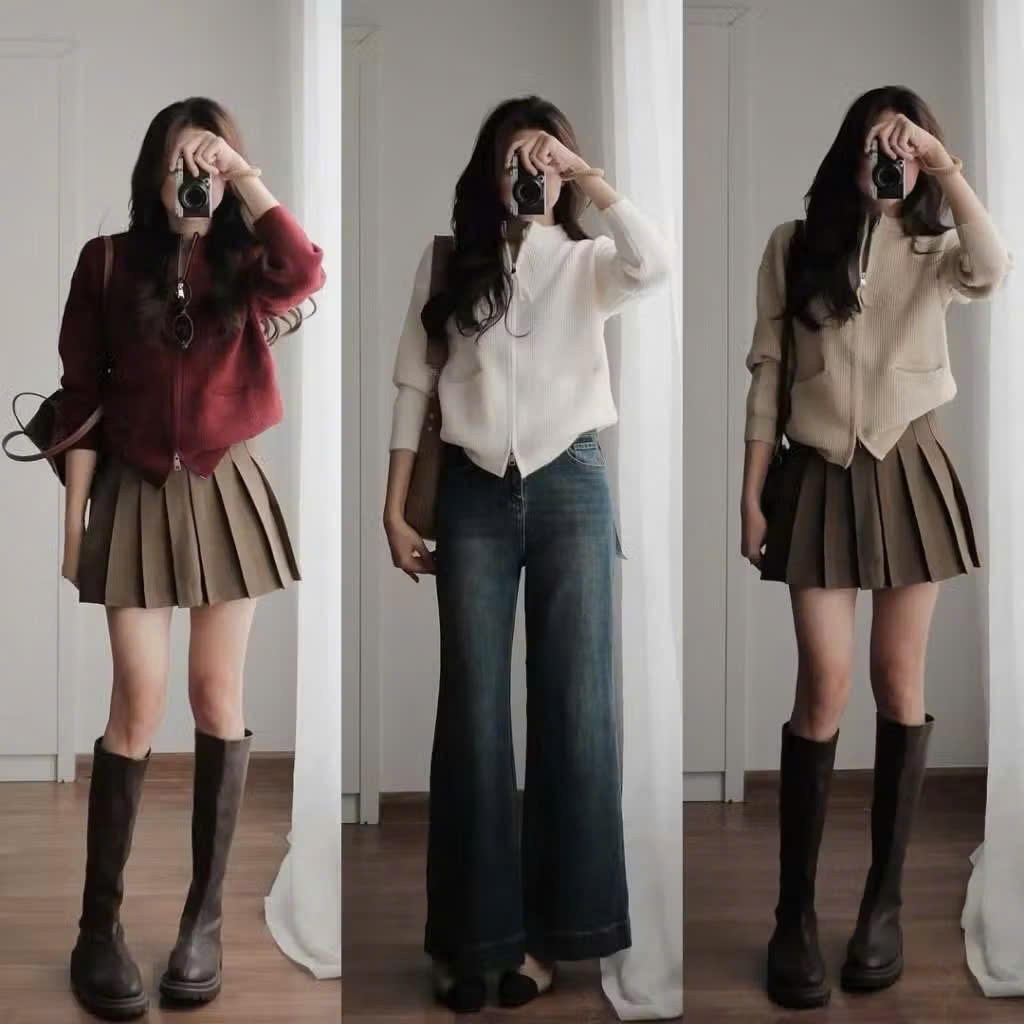 247store  - Áo len cadigan kéo khoá 2 đầu - Lencardigan7703