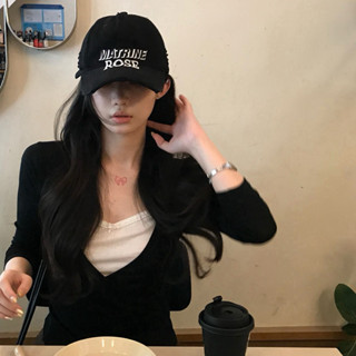   SẴN+Ảnh thật  Áo thun tay lỡ cổ V đen phối trắng y2k style hàn quốc basic ôm body tôn dáng Retro hàn quốc 