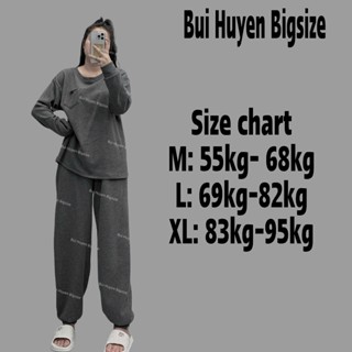 B12-Bộ Áo Dài Quần Dài Túi Nơ Form To Thụng Chất Len Tiêu Xám BIGSIZE 55-95KG