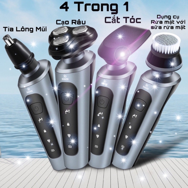 Máy Cạo Râu cho nam 9D Shaver 4in1 Tặng Kèm Phụ Kiện Cao Cấp