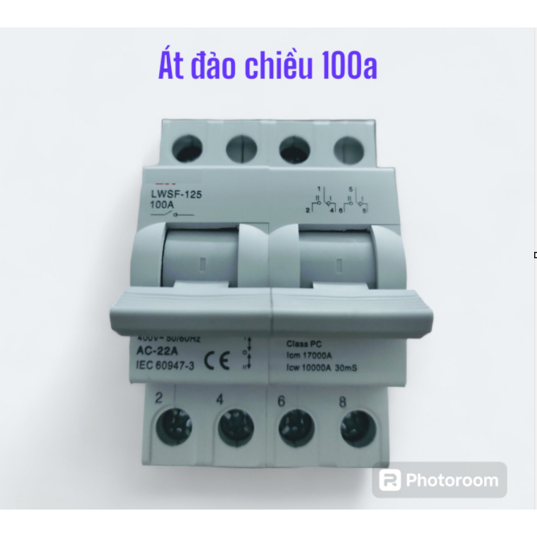 Bộ Aptomat đảo chiều 100A LWW 220v 2 pha cầu dao đảo chiều aptpmat đảo chiều , CB chuyển đổi nguồn đ
