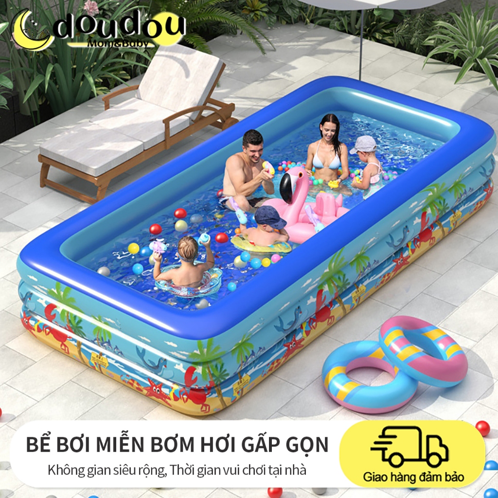 Bể bơi cho trẻ em hồ bơi cho bé phao bơi cho bé bể bơi cho bé 2-3 tầng,Tặng bơm hơi