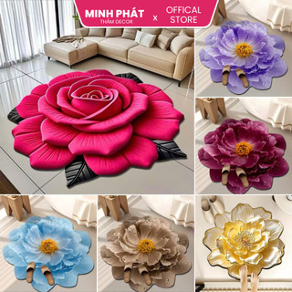  Thảm tròn nỉ bali hoa văn 3d đường kính 60cm và 1m trang trí phòng khách phòng ngủ - Minh Phát P03 