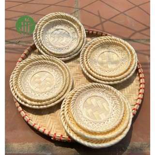  Đĩa tre trắng đựng hạt hướng dương mẹt tre trắng đựng đồ ăn vặt chụp ảnh  D: 12,14,16cm  - MÂY TRE 