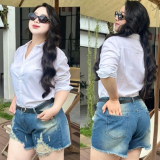 Quần Short Jeans Nữ Rách Lai Tua Phom A Rộng Dành Cho Big Size 55-90kg 0055 0054 Pants Denim 