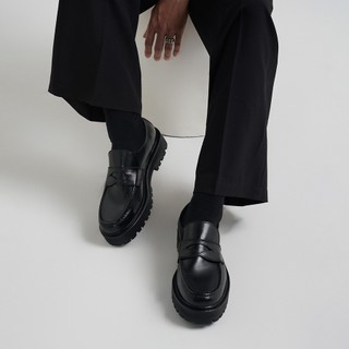 Giày Loafer Nam TARMOR Da Thật Đế Chunky Màu Đen - Chunky Loafer in Black Leather