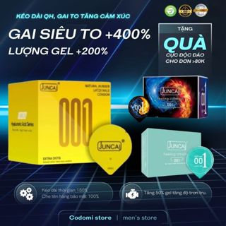 Bao cao su gai Juncai Extra Dot, gân gai 3D cao cấp, kéo dài quan hệ, siêu mỏng nhiều gel bôi trơn Codomi