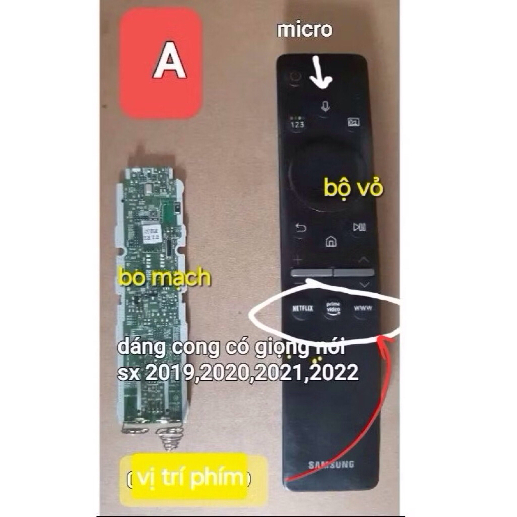Linh kiện remote điều khiển samsung, bo mạch, bộ vỏ phím chính hãng