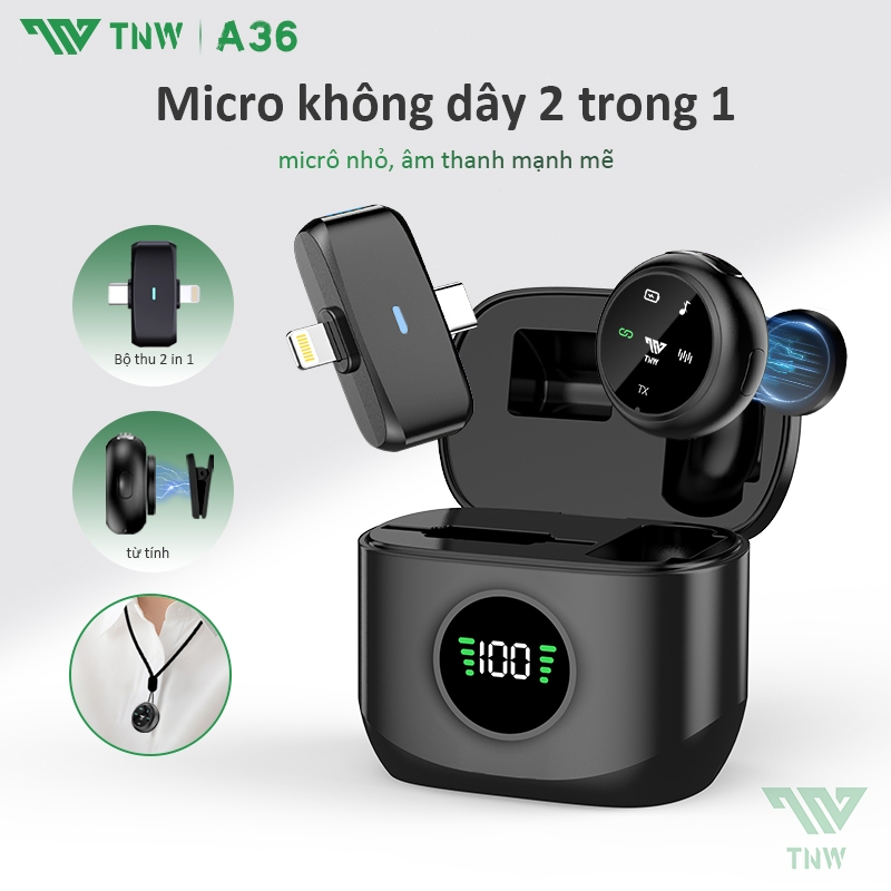TNW Micro Thu Âm Không Dây Cài Áo Mini Mic Ghi Âm Khử Tiếng Ồn Ve Áo Micro Giảm Tiếng Ồn Micro Không Dây