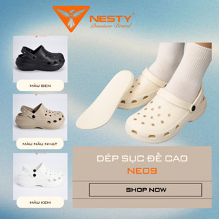   CHÍNH HÃNG NE09  Dép Sục Nữ Đế Cao 7cm NESTY  Tặng Charm 3D  Kiểu Dáng Basic Sục Đế Cao Mềm Chống Trượt 