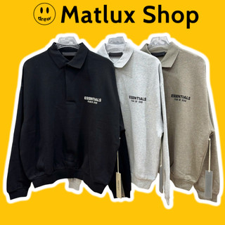   BEST QUALITY  Áo polo dài tay Fear Of God Essentials Long Sleeve Holiday chất liệu nỉ bông cao cấp 
