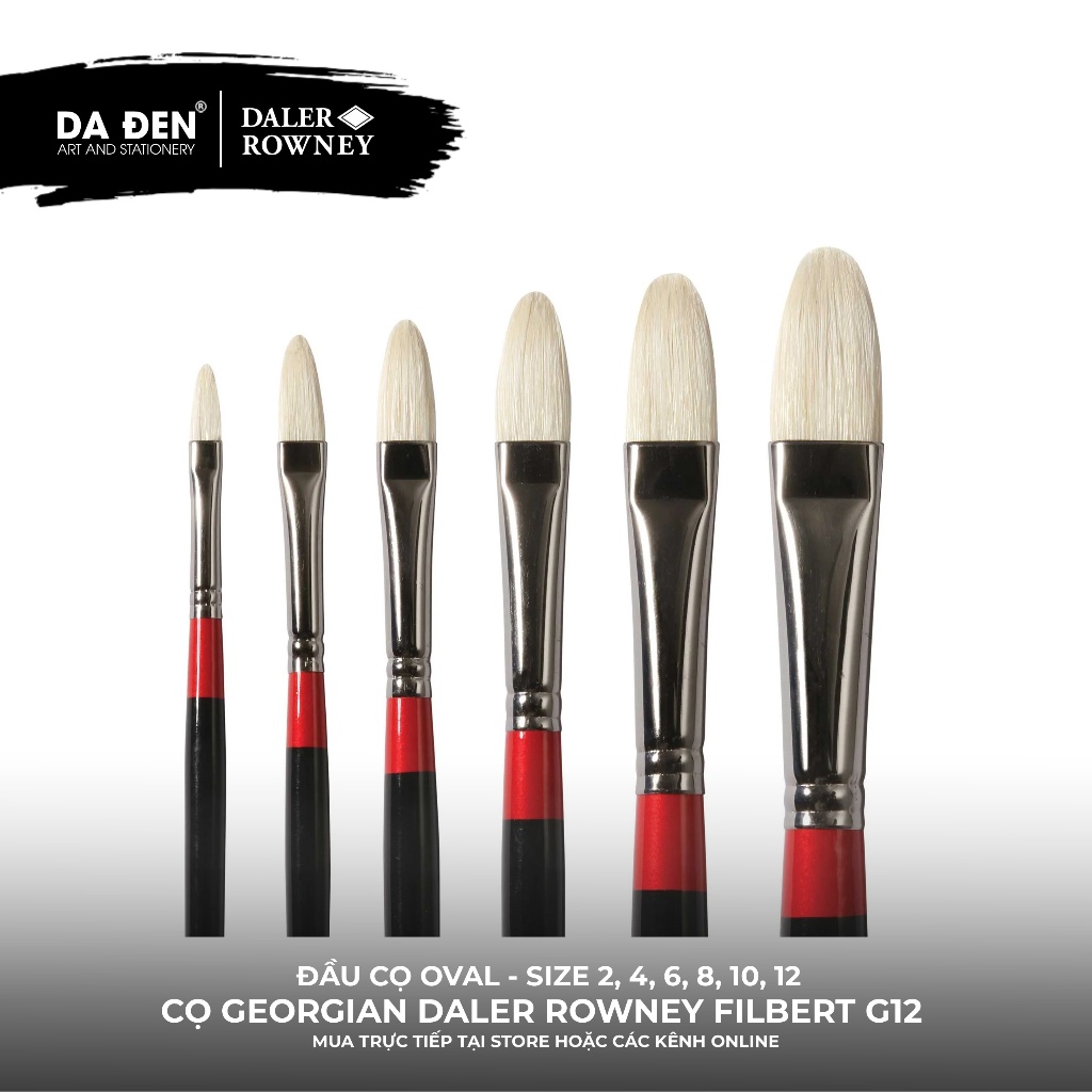 [DA ĐEN - QUẬN 3] Cọ Oval Sơn Dầu Georgian Daler Rowney Filbert G12