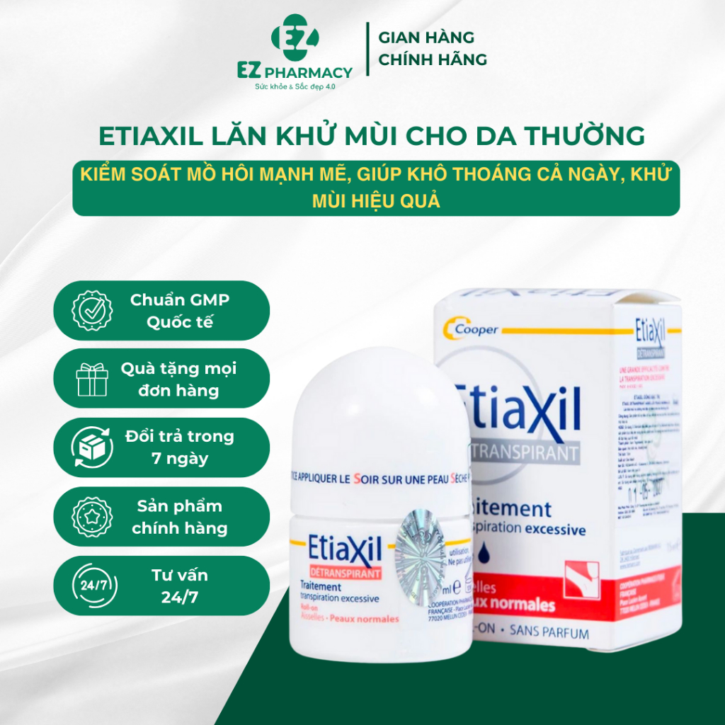 ETIAXIL Lăn khử mùi kiểm soát mồ hôi mạnh mẽ, khử mùi hiệu quả - Phù hợp cho da thường (màu đỏ 15ml)