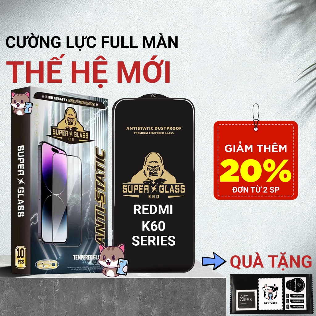 Cường lực Redmi K60, K60 Ultra, K60 Pro 5G Meocase full màn | Miếng kính dán bảo vệ màn hình cho Red