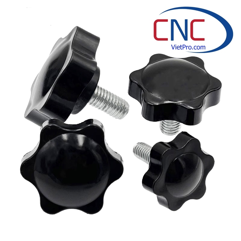 Núm vặn tay bông mai nhựa ren M4 M5 M6 M8 bằng inox núm nhựa bông mai