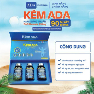  Kẽm ADA - Kẽm gluconate nguyên liệu nhập khẩu Pháp - Hỗ trợ tăng cường sức khoẻ - Hộp 3lọ =90 viên dùng 3 tháng 
