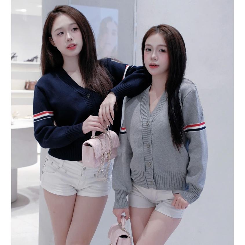 (Thu Đông) DEAL mở bán Áo khoác cardigan 3 sọc, Áo khoác len ba màu girl phố Hot 2025