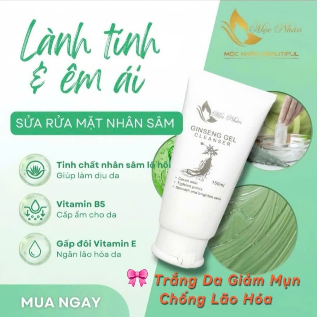 CHÍNH HÃNG Sữa Rữa Mặt Chiết Xuất Nhân Sâm Lô Hội Vitamin B5 Vitamin E Sạch Sâu Trắng Sáng Ngừa Mụn