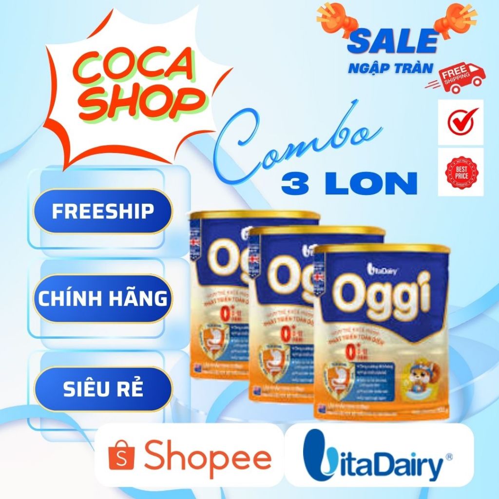 Combo 3 Lon Sữa Oggi 0/1/2+ Phát triển toàn diện - Vitadairy