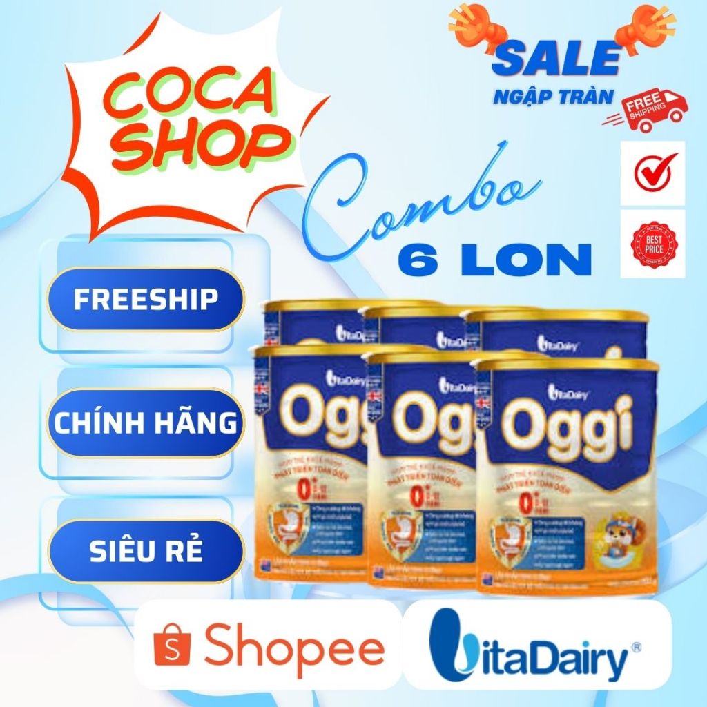Combo 6 Lon Sữa Oggi 0/1/2+ Phát triển toàn diện - Vitadairy