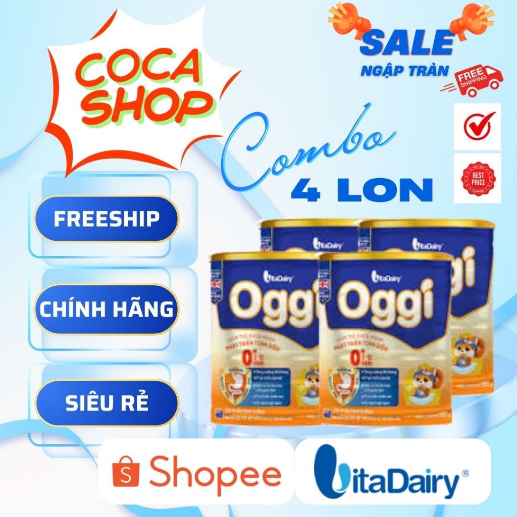 Combo 4 Lon Sữa Oggi 0/1/2+ Phát triển toàn diện - Vitadairy