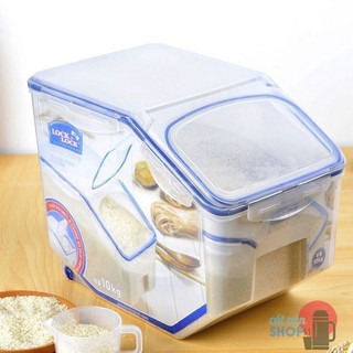 Thùng đựng gạo thông minh locknlock 10kg , chống ẩm mốc/oxi hóa gạo, thiết kế nắp kèm cốc đong tiện lợi.