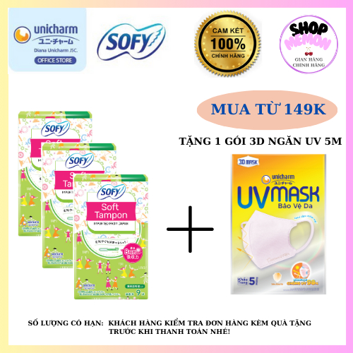 Băng vệ sinh SOFY Soft Tampon Nhập khẩu Nhật Bản-Hộp 9 ống