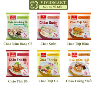 [GÓI LẺ]-VIFON- Cháo Vifon 70g 6 vị: Gà, Bằm, Nấm, Sườn, Trứng muối, Bò, Cháo ăn liền Vifon cháo gói lớn Vifon (70g/gói)